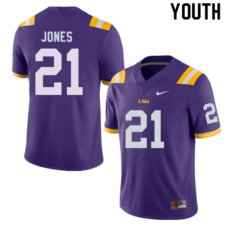 Youth #21 Kenan Jones LSU Tigers College Football Jerseys Sale-Purple